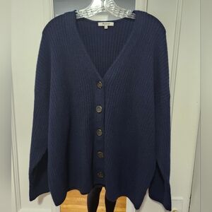 2x Plus Size Madewell Cameron Ribbed Cardigan in Navy Blue